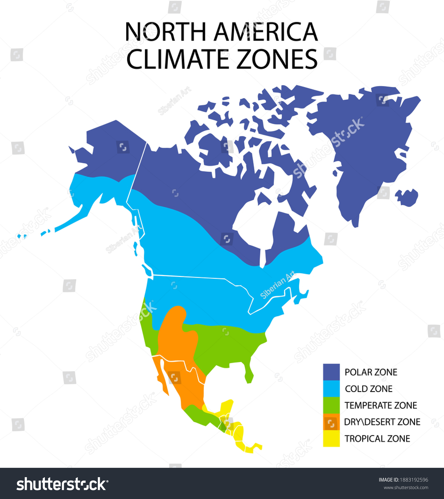 Ilustrasi Stok North America Climate Zones Geographic Infographics 1883192596 Shutterstock