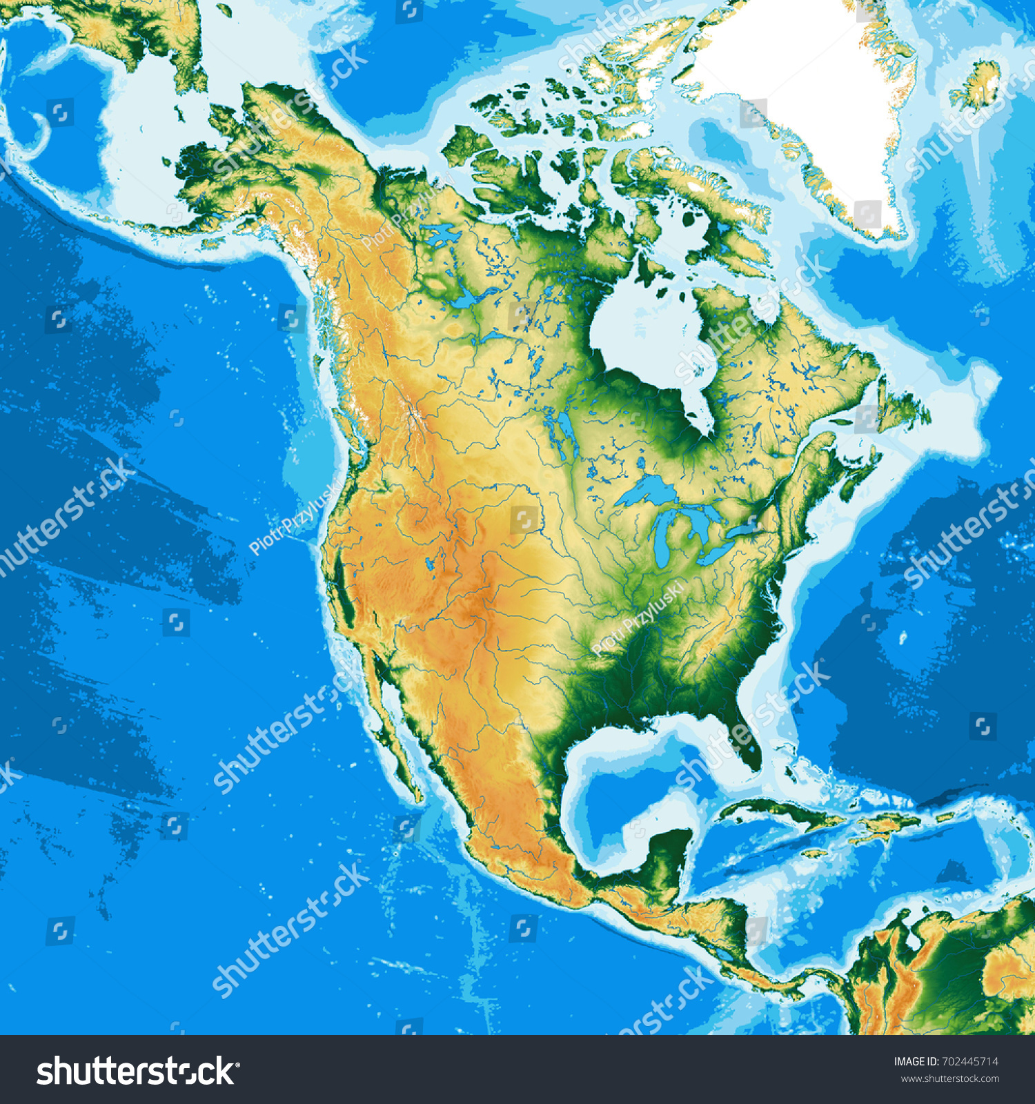 Ilustrasi Stok North America Physical Map Elements This 702445714 Shutterstock 4037