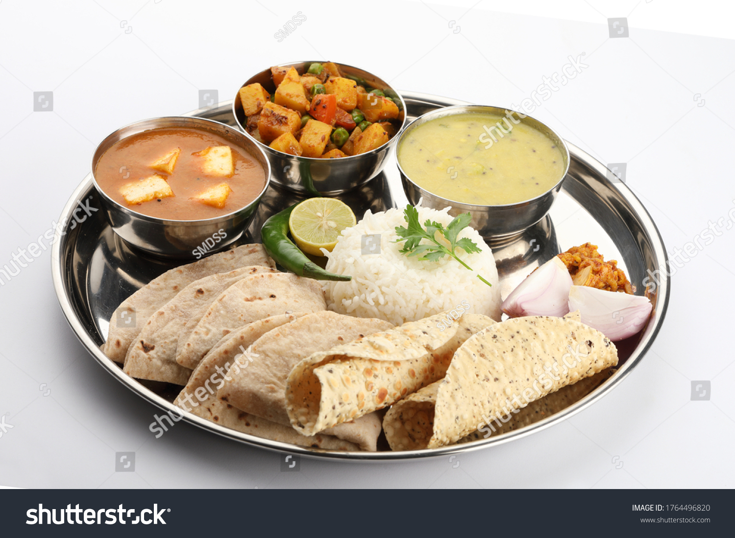 North Indian Vegetarian Thali Mealsselective Focus Stock Photo ...