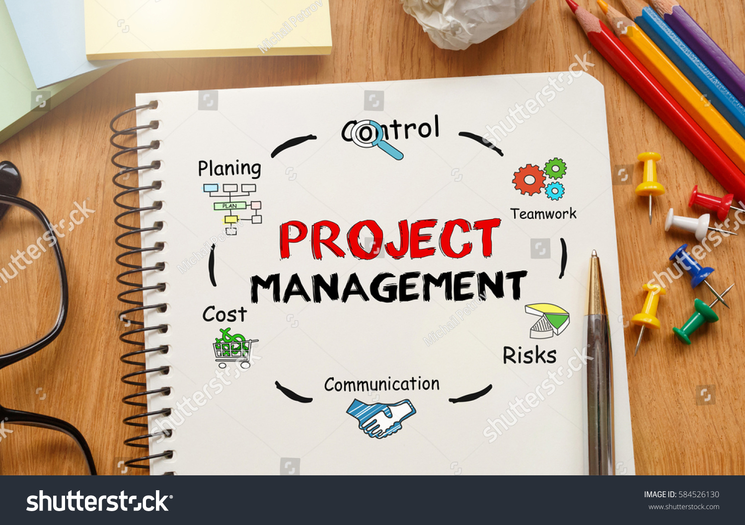 Notebook Toolls Notes About Project Management Stock Photo 584526130