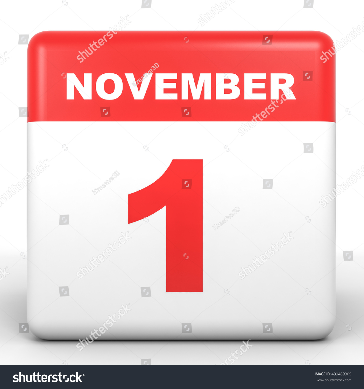 November 1 Calendar On White Background Stock Illustration 499469305 ...