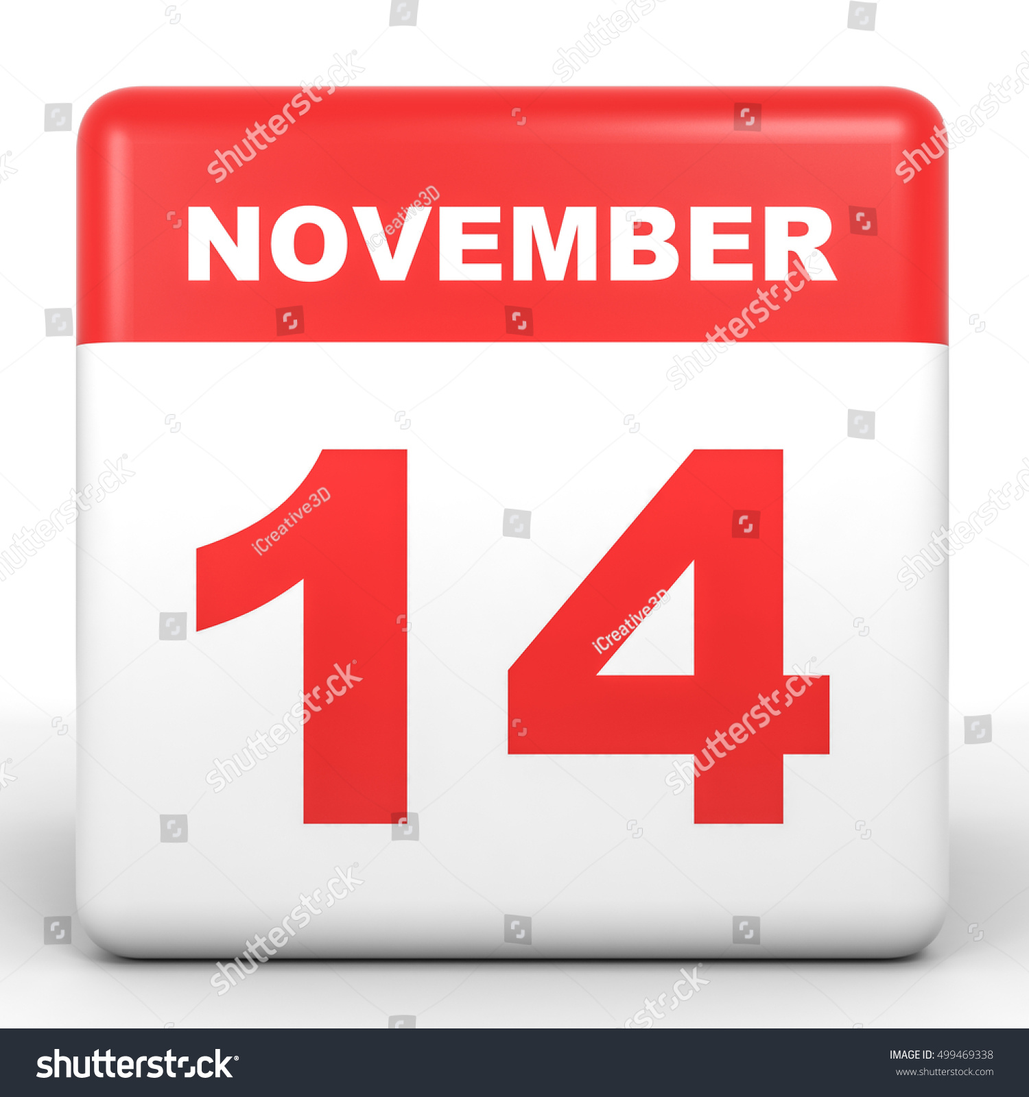 November 14 Calendar On White Background Stock Illustration 499469338