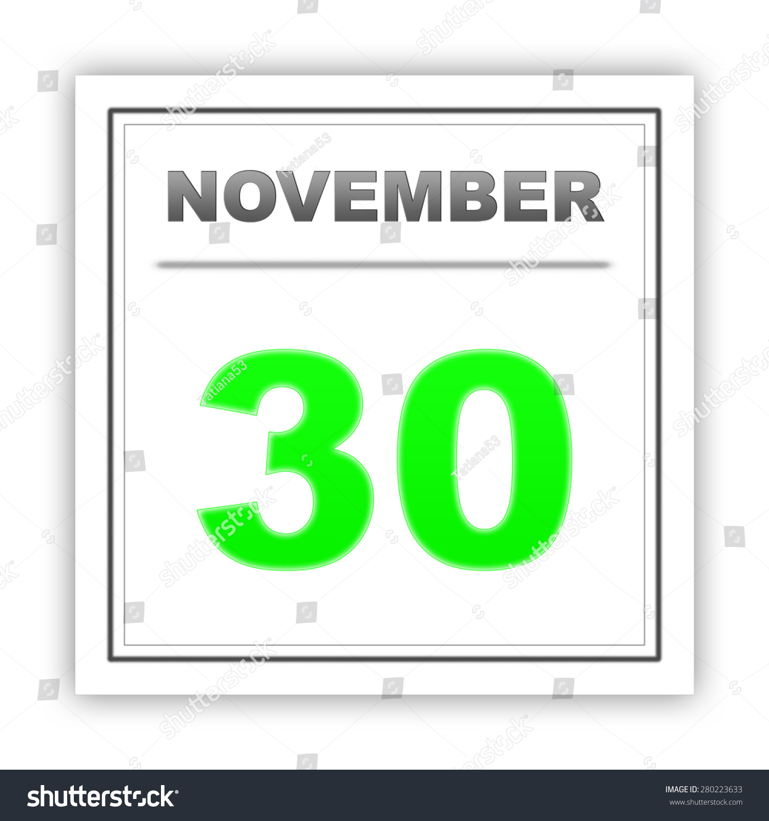 November 30. Day On The Calendar. 3d Stock Photo 280223633 Shutterstock