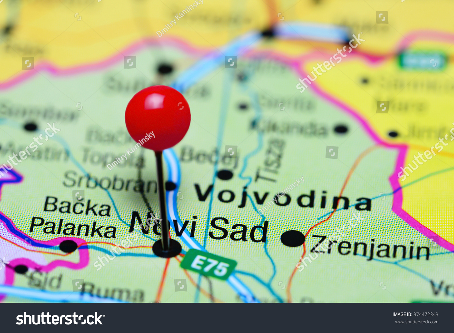 Novi Sad Pinned On Map Serbia Stock Photo 374472343 | Shutterstock