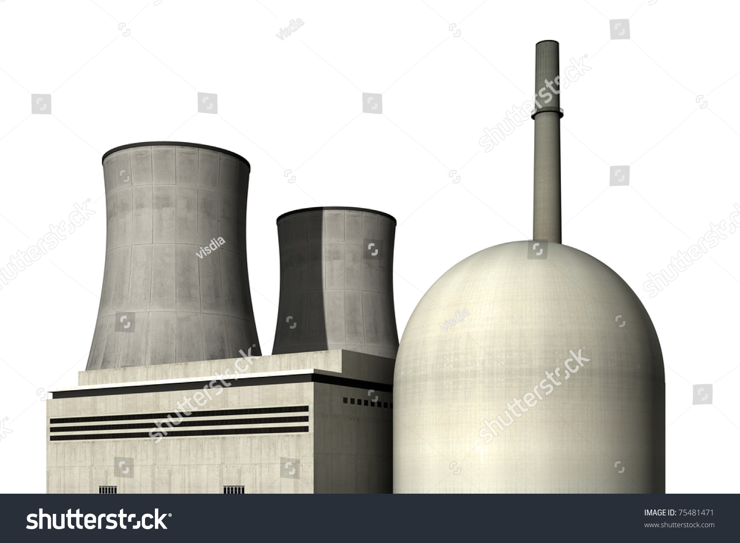 Nuclear Power Plant Against White Background Stock Illustration ...