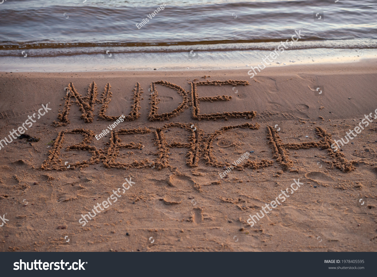 Nude Beach Letters Written On Sand Stock Photo 1978405595 Shutterstock