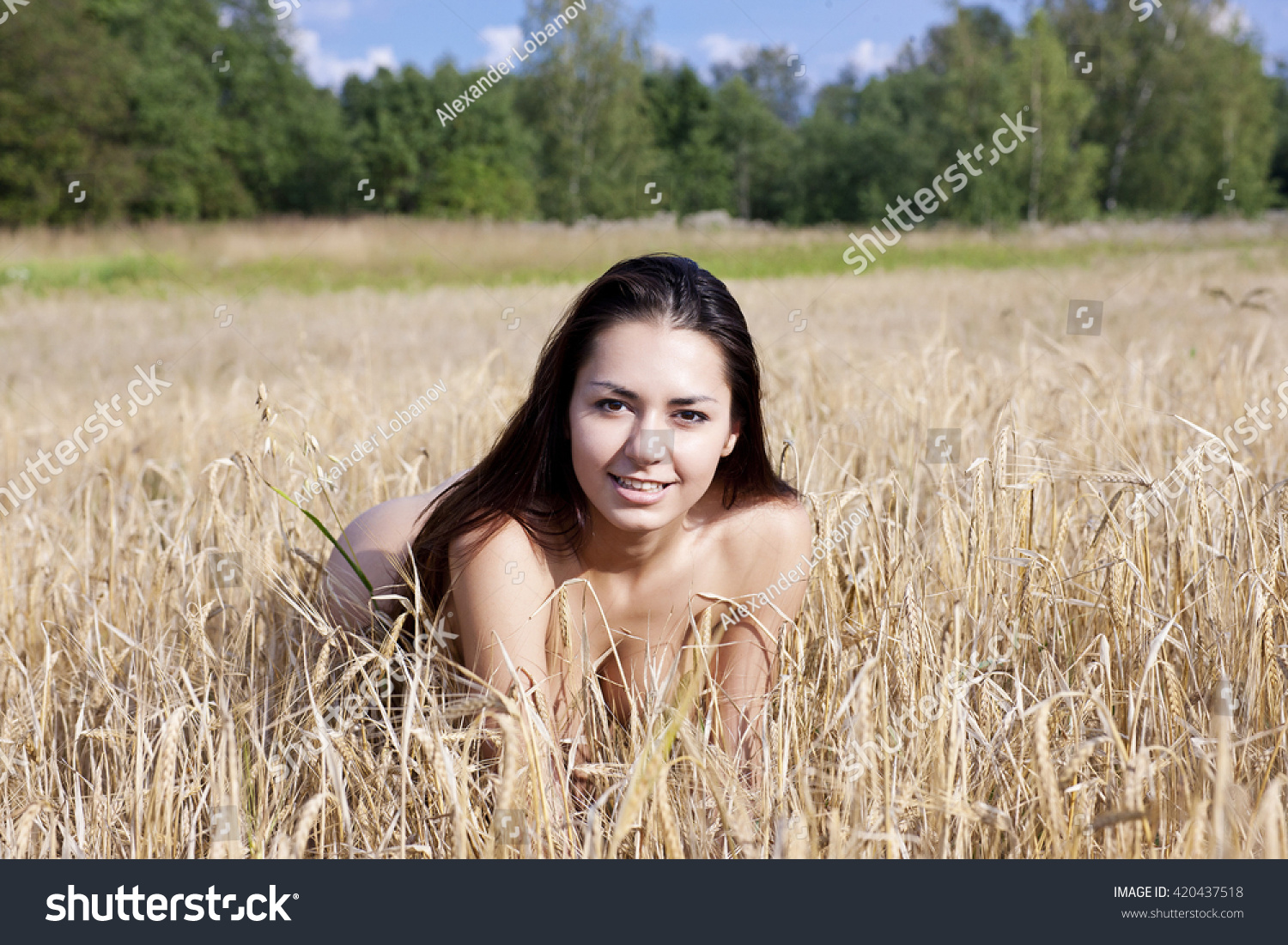 Nude in field