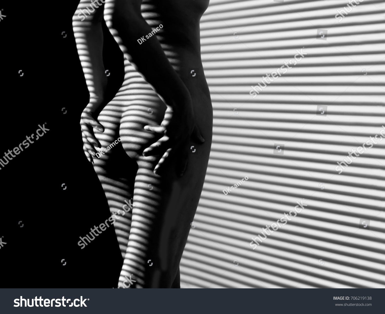 Nude woman sexy artistic black and white line art photo