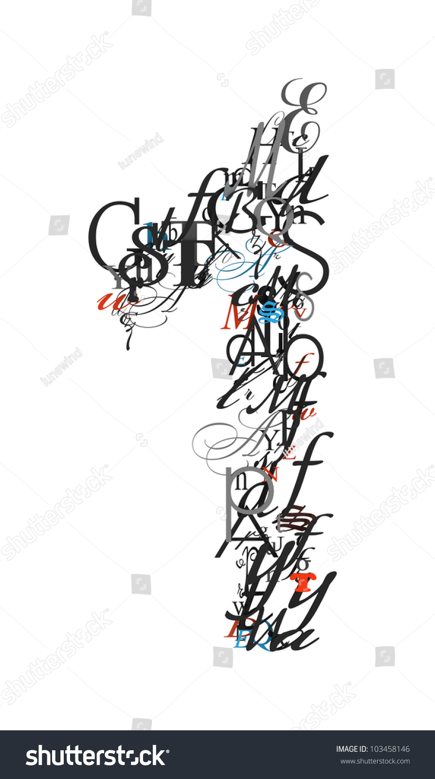 Number 1 Alphabet Different Font Letters Stock Illustration 103458146