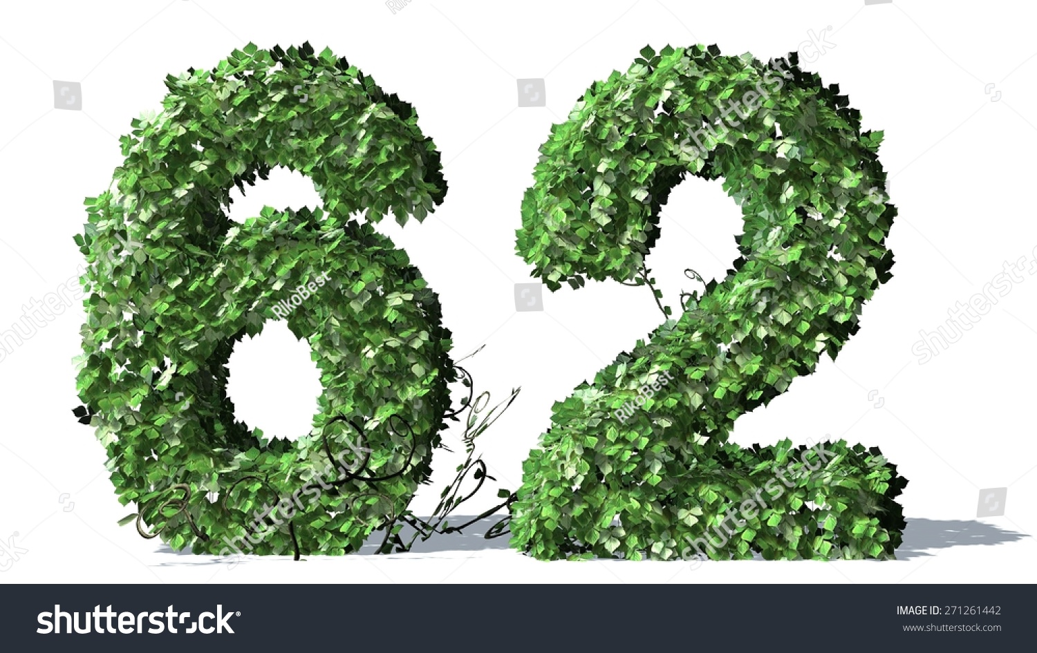 Number 65 Alphabet Green Ivy Leaves Stock Illustration 271261484