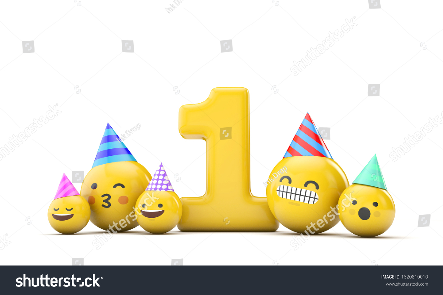 Number 1 Birthday Party Celebration 3d Stock Illustration 1620810010