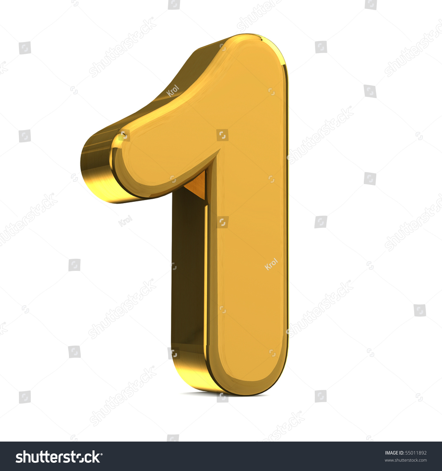 Number 1, In Gold Metal On A White Isolated Background Stock Photo ...