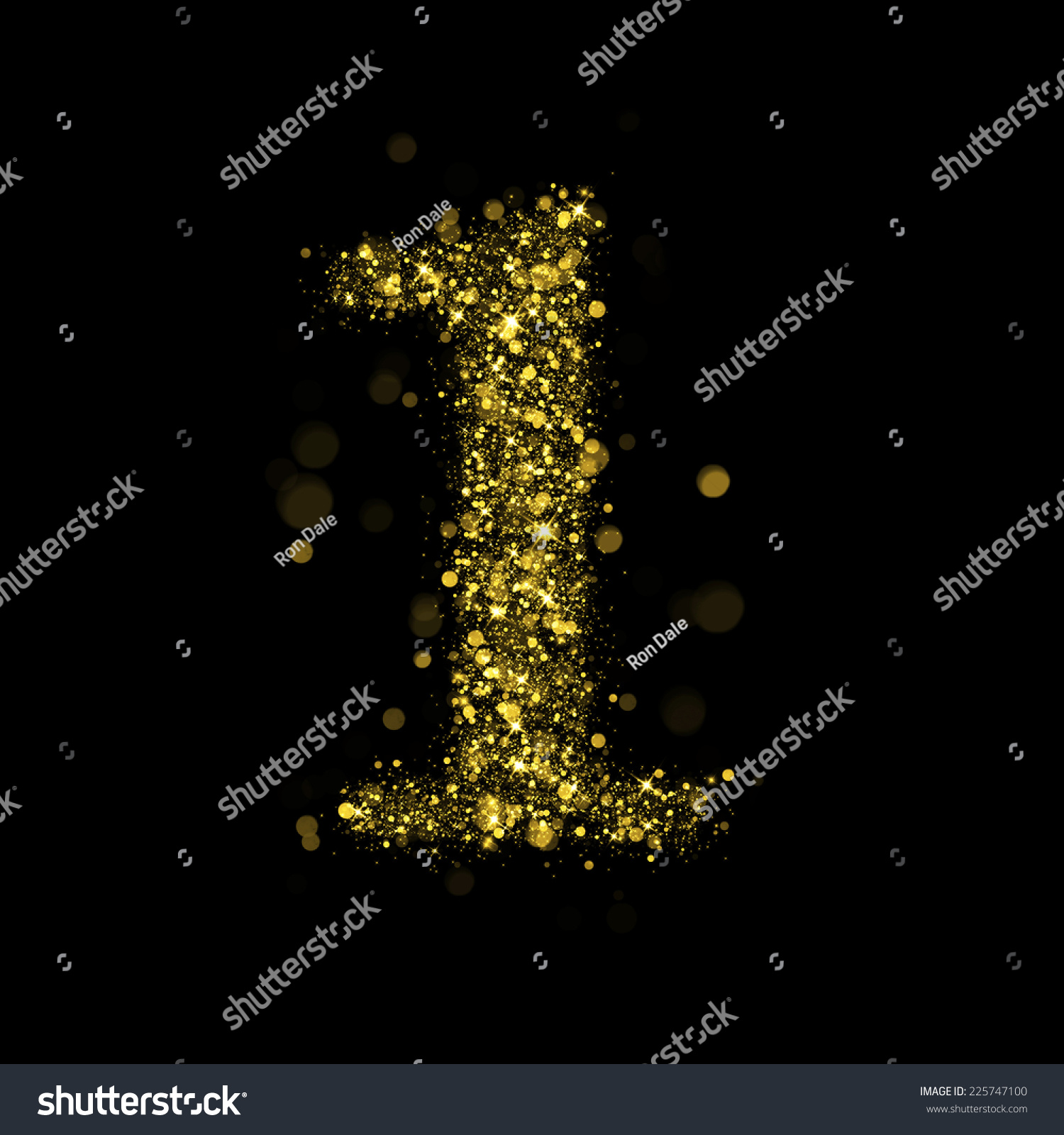 Number One Gold Glittering Stars Glittering Stock Illustration 225747100