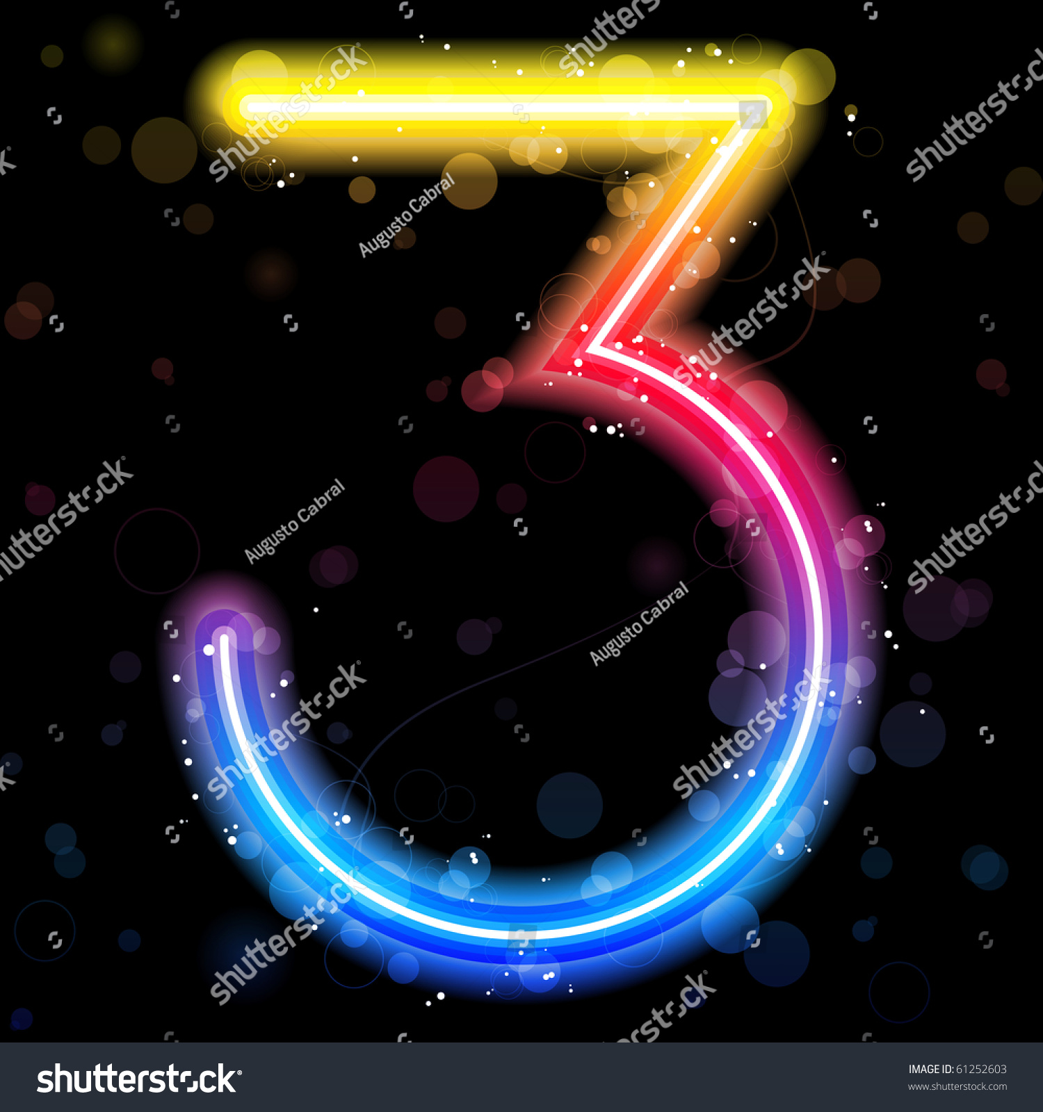 Number Rainbow Lights Glitter Sparkles Stock Illustration 61252603