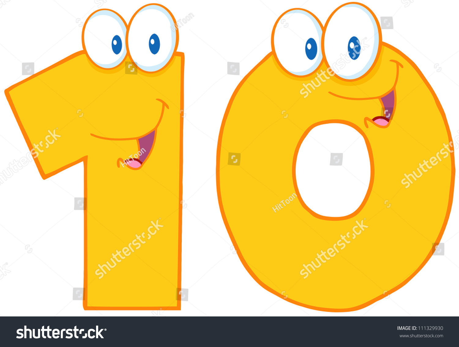 Number Ten Cartoon Mascot Character Raster Stock Illustration 111329930