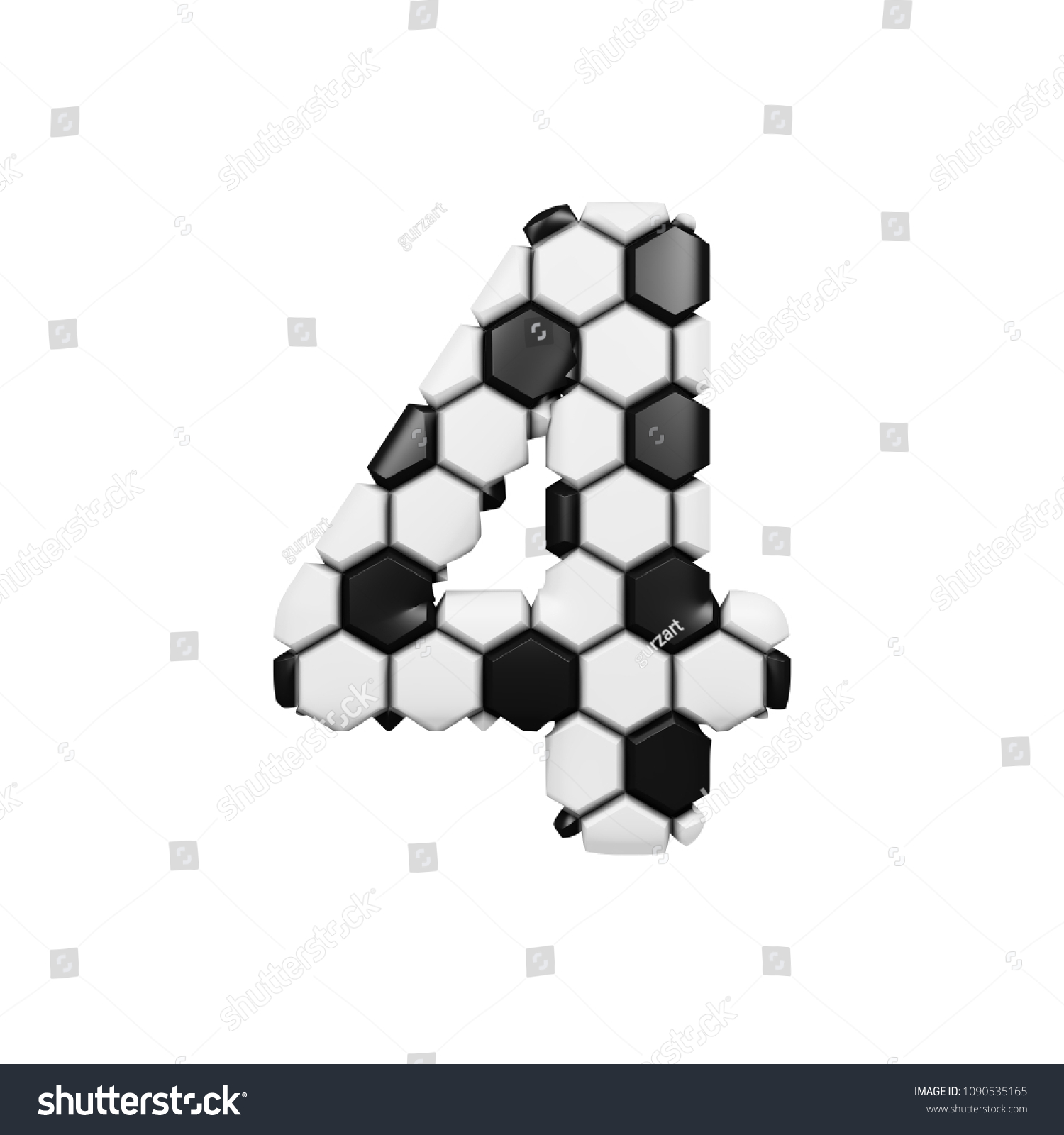 Number 4 textured with 3d soccer balls realistic image for football championship sport competition