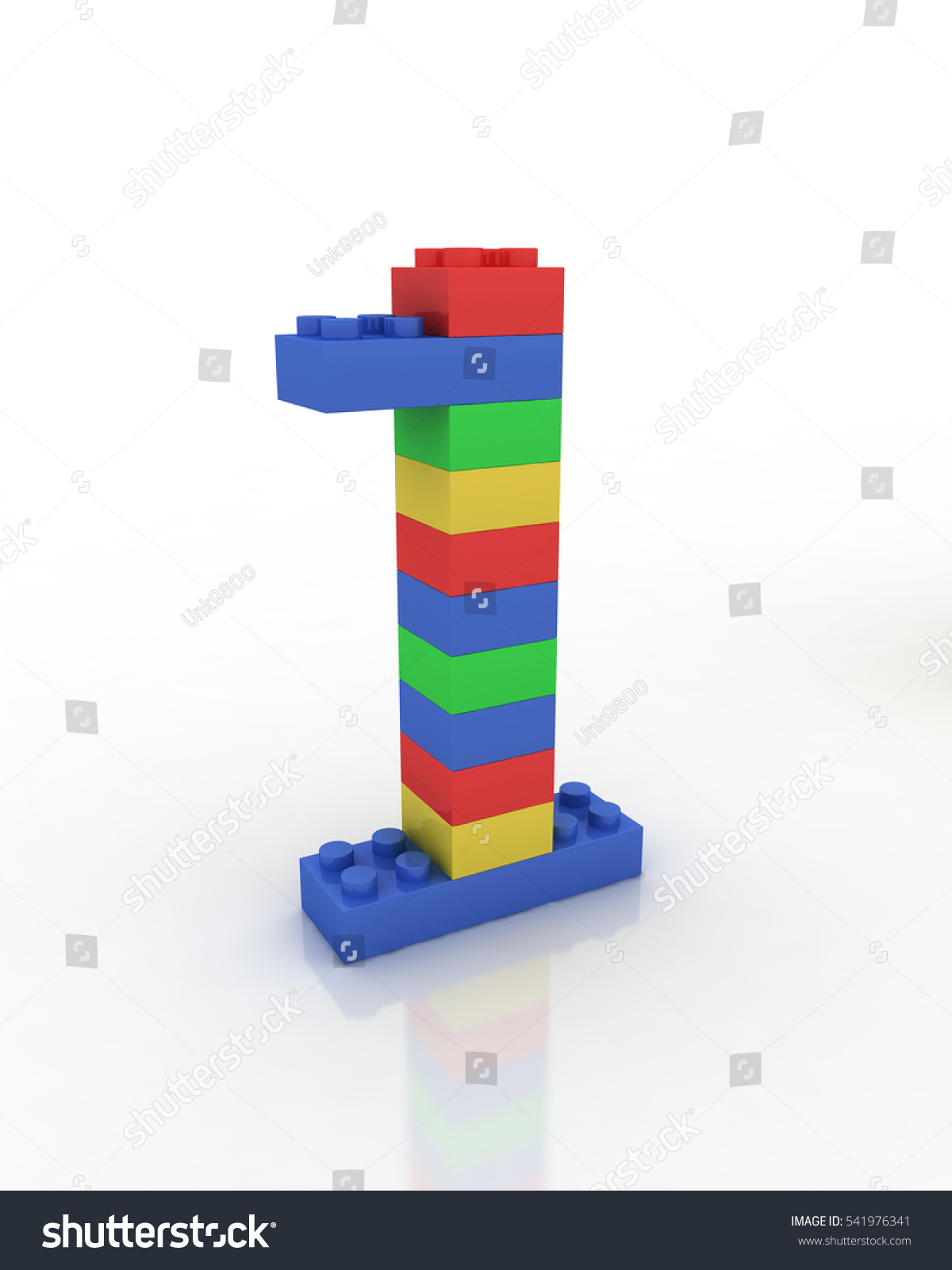 Numbers Made Blocks Digit 1 3d Stock Illustration 541976341