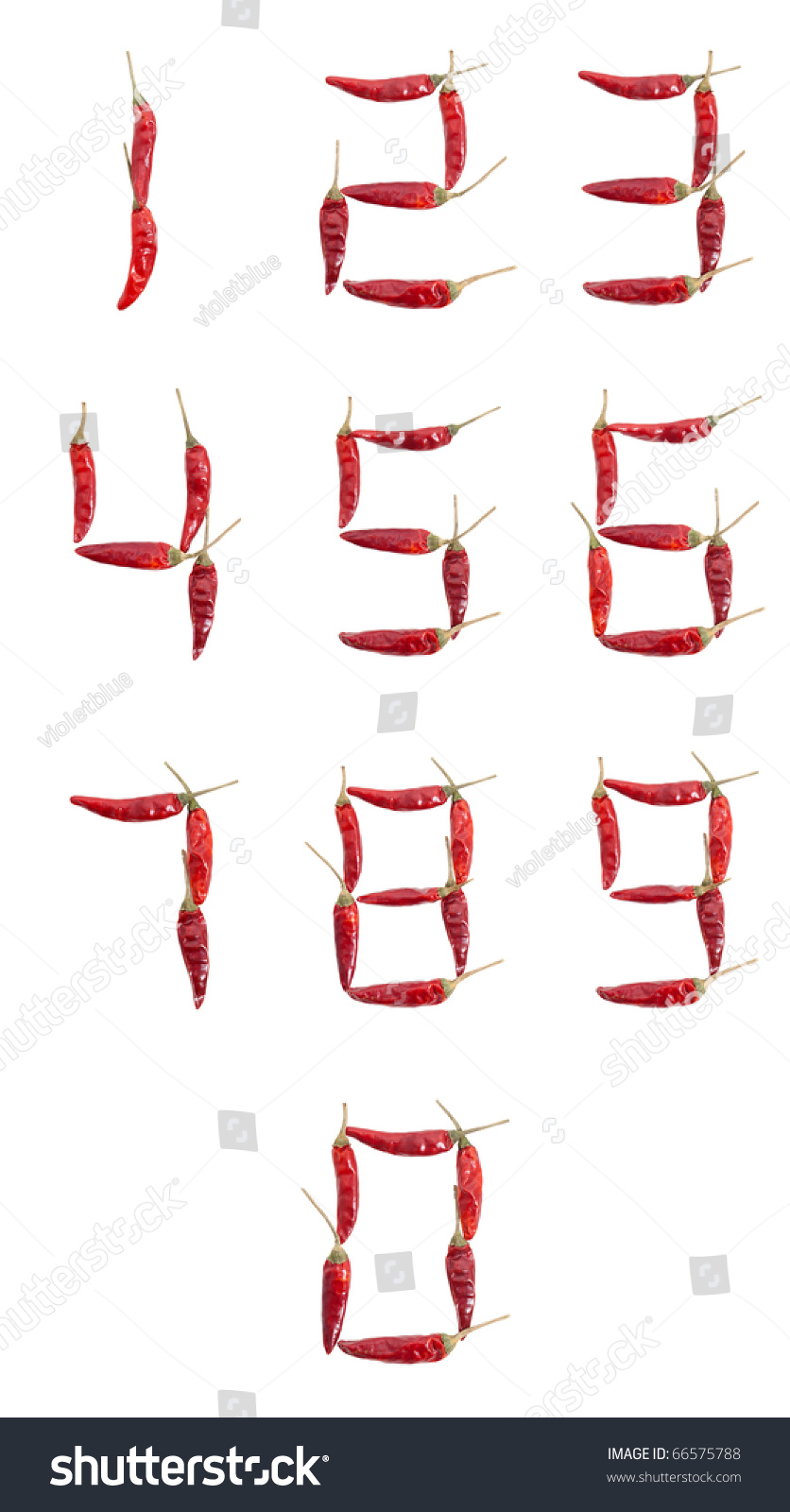 Numbers Of Red Hot Dry Chili Pepper Stock Photo 66575788 : Shutterstock