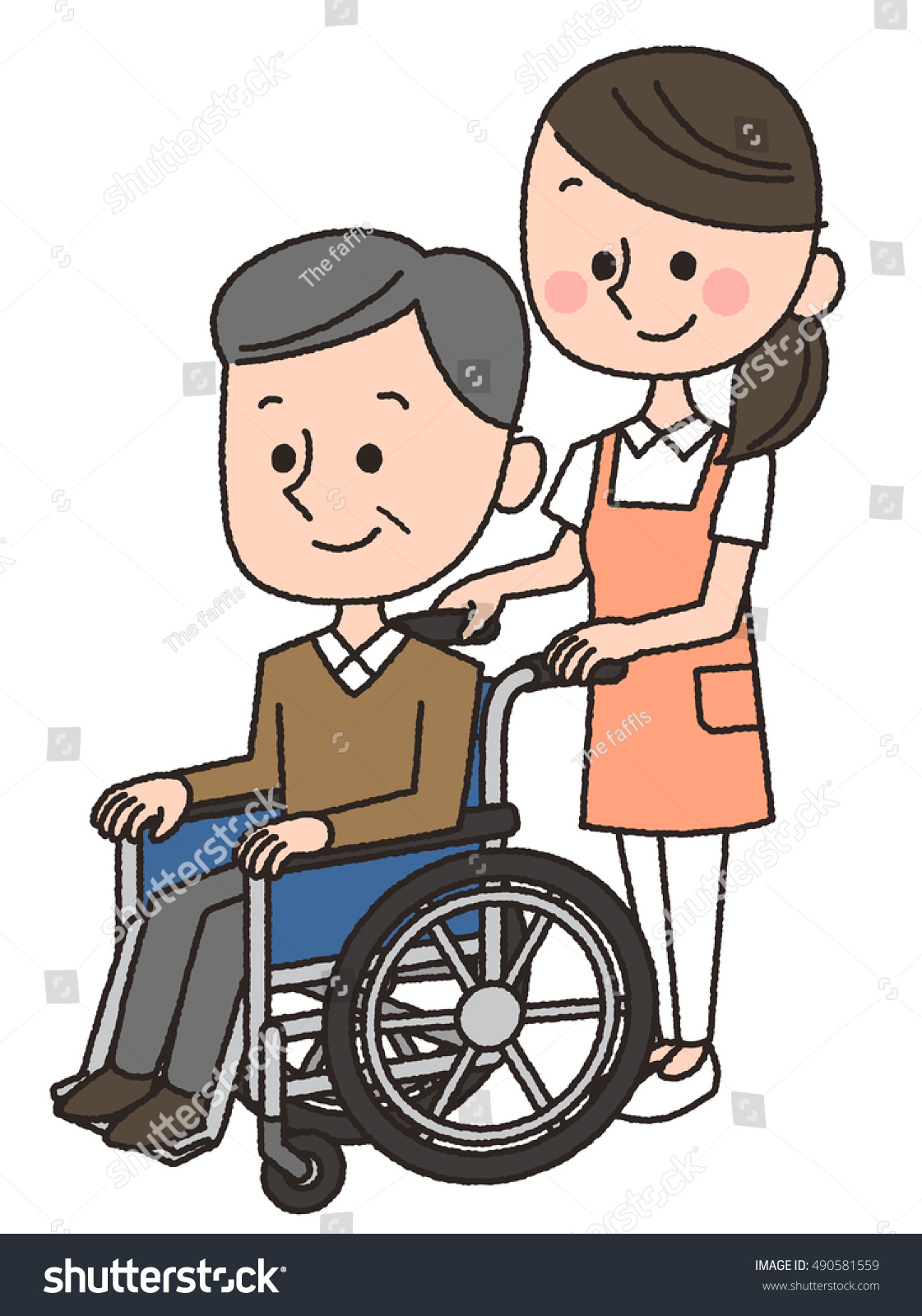 Nursing Care Senior People On Wheelchair Stock Illustration 490581559 ...