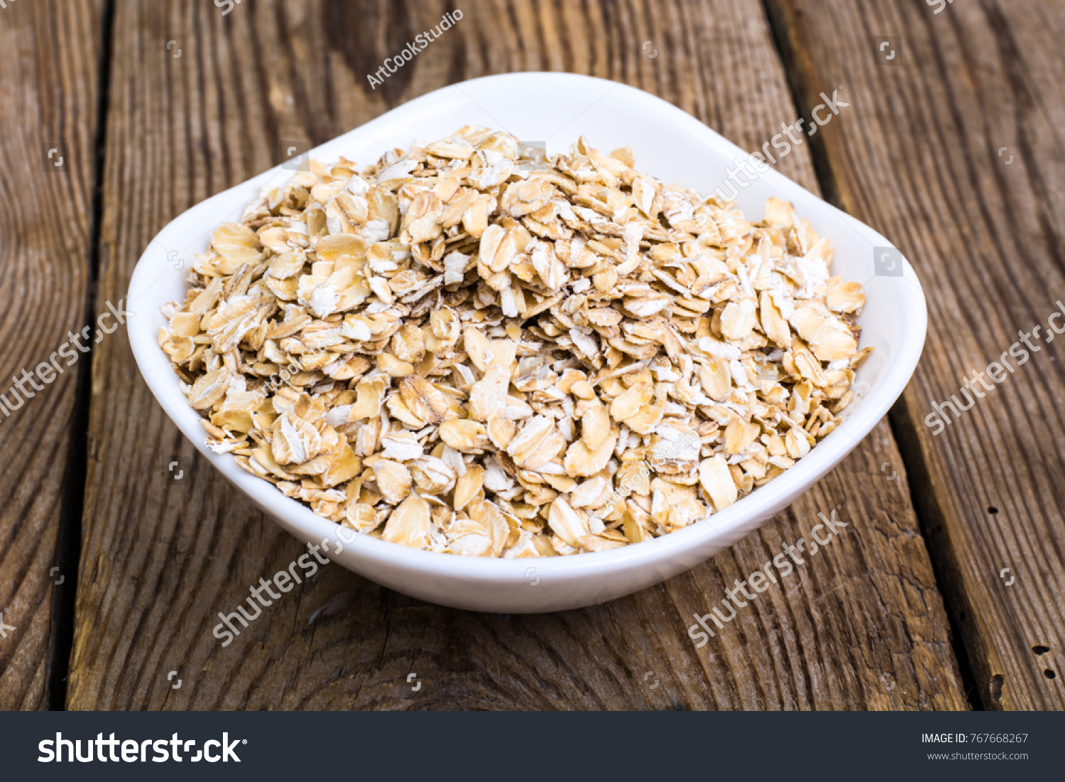 Oat Flakes White Bowl Cooking Studio Stock Photo Edit Now 767668267