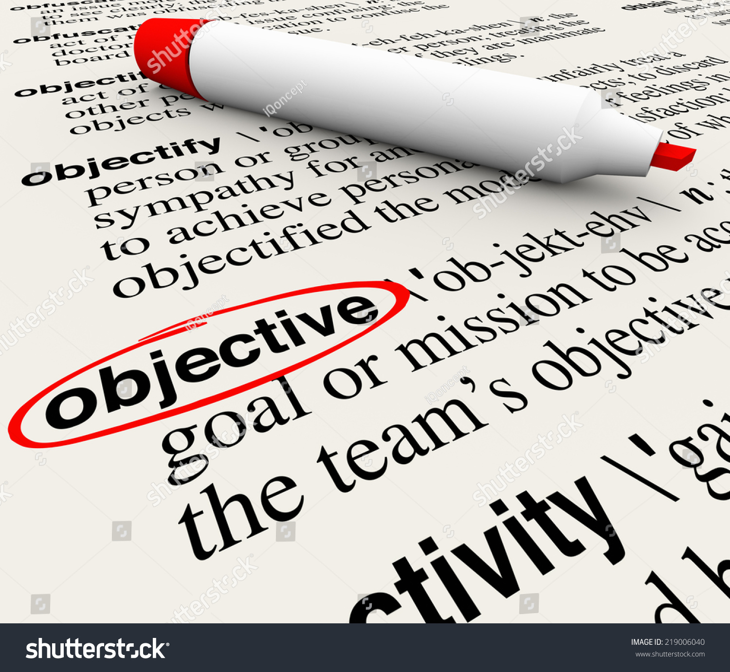 Objective Word Circled On Dictionary Page Stock Illustration 219006040 ...