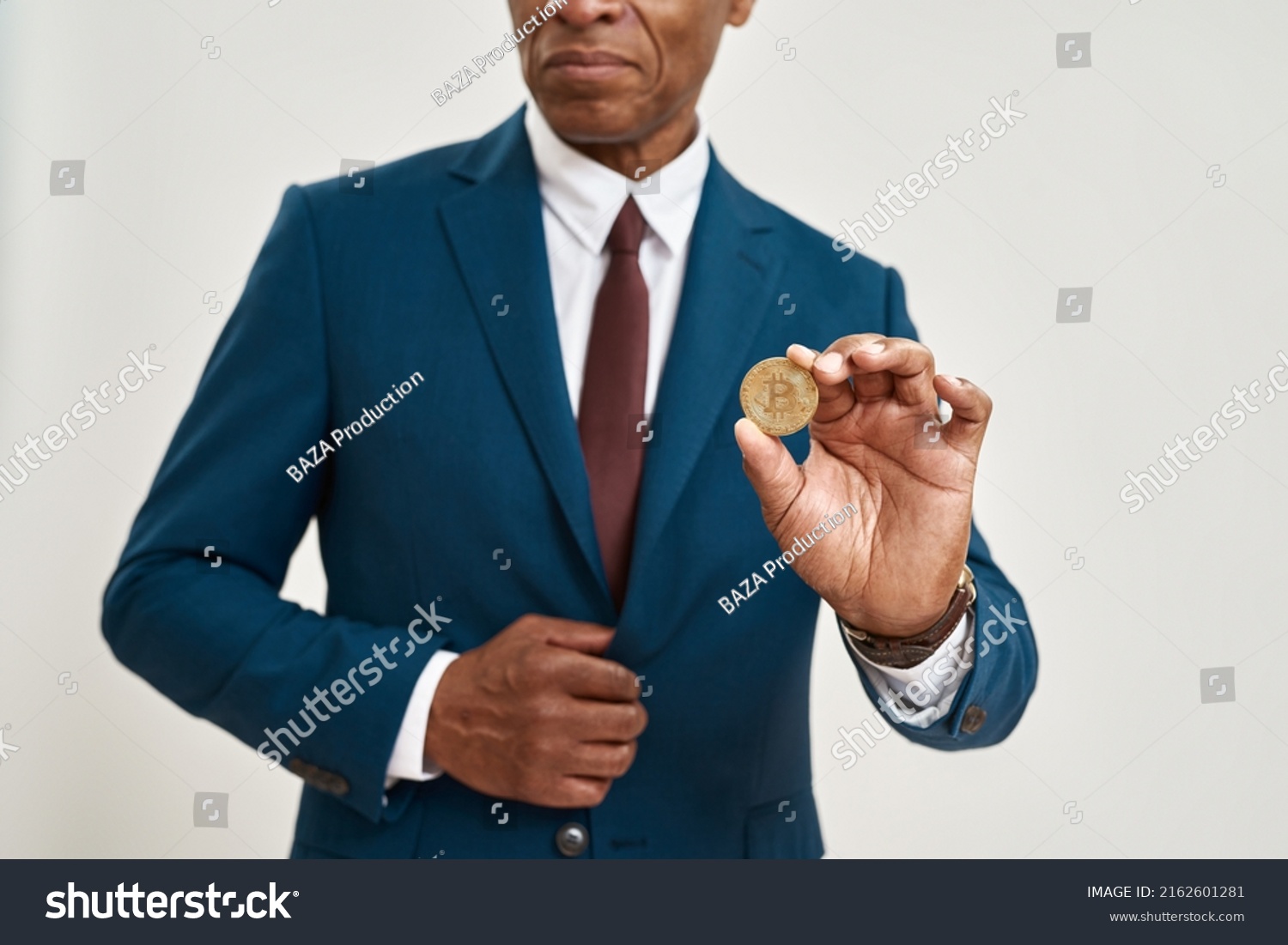 Obscure Face African American Businessman Holding Stock Photo ...