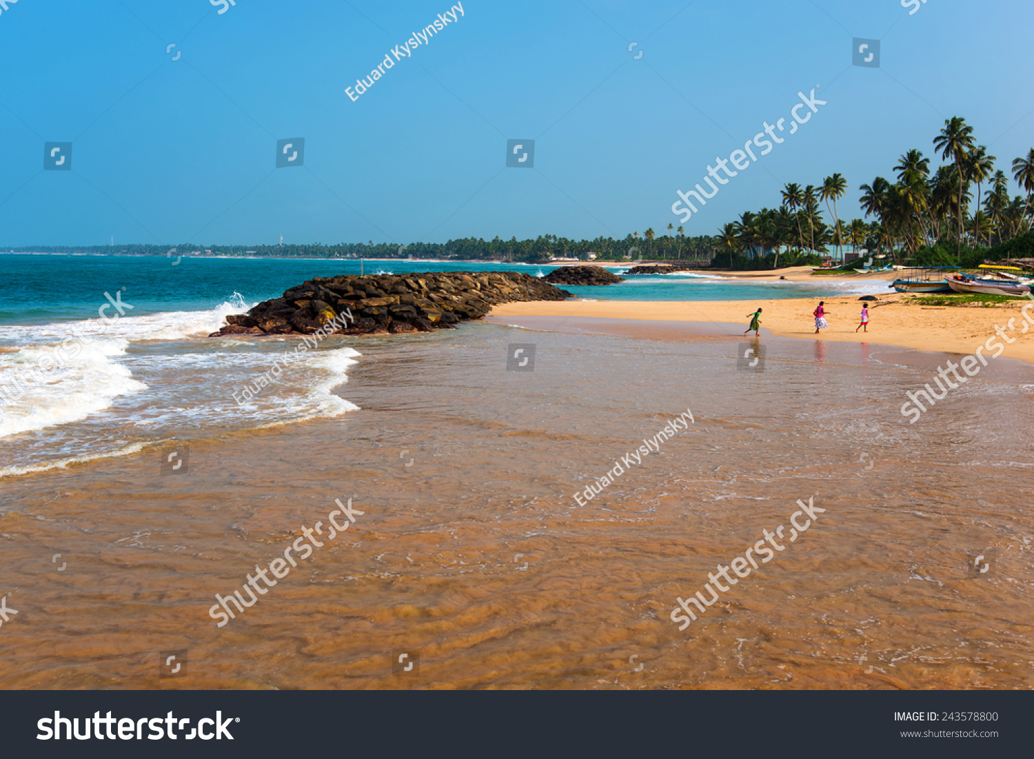 Ocean Coast Of Sri Lanka In The Tropics Stock Photo 243578800 ...