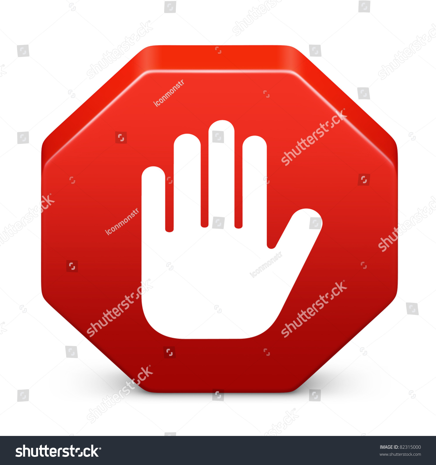 Octagon Stop Sign Red Hand Symbol Stock Illustration 82315000 ...