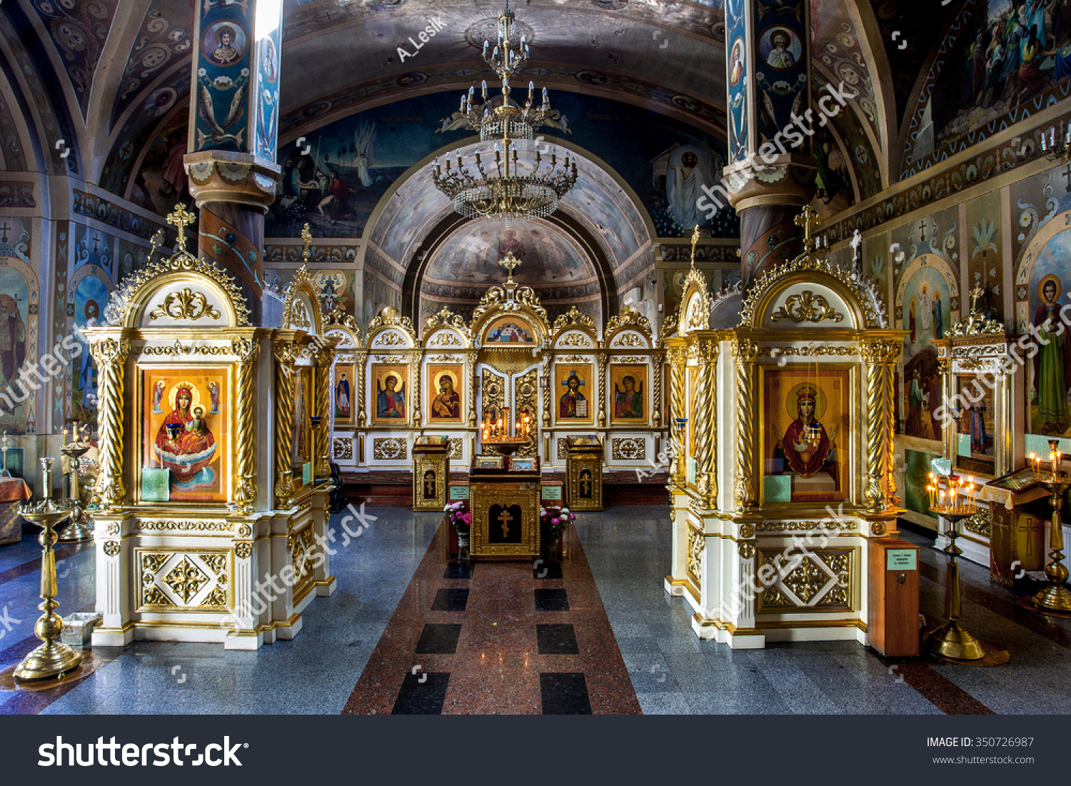 Odessa, Ukraine: Interior Of The Orthodox Church, Altar, Iconostasis ...