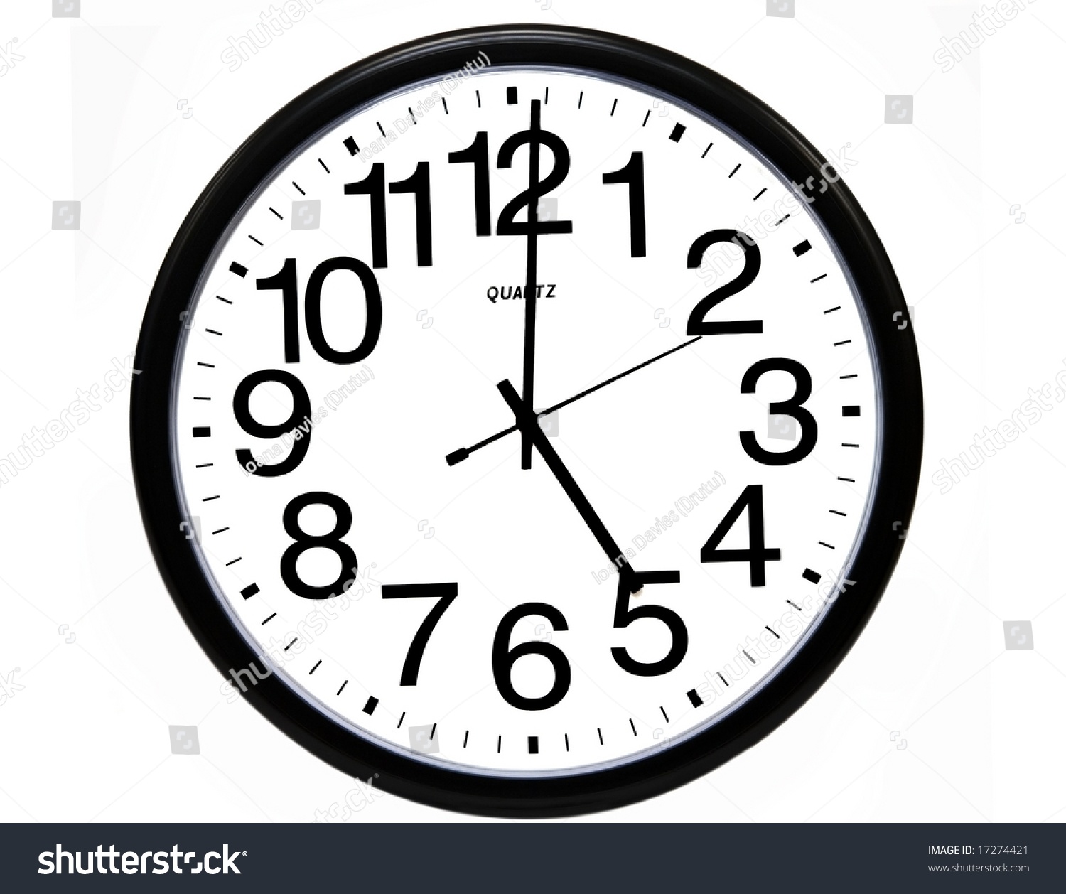 Office Clock Showing 5 O'Clock, Isolated On White Stock Photo 17274421 ...