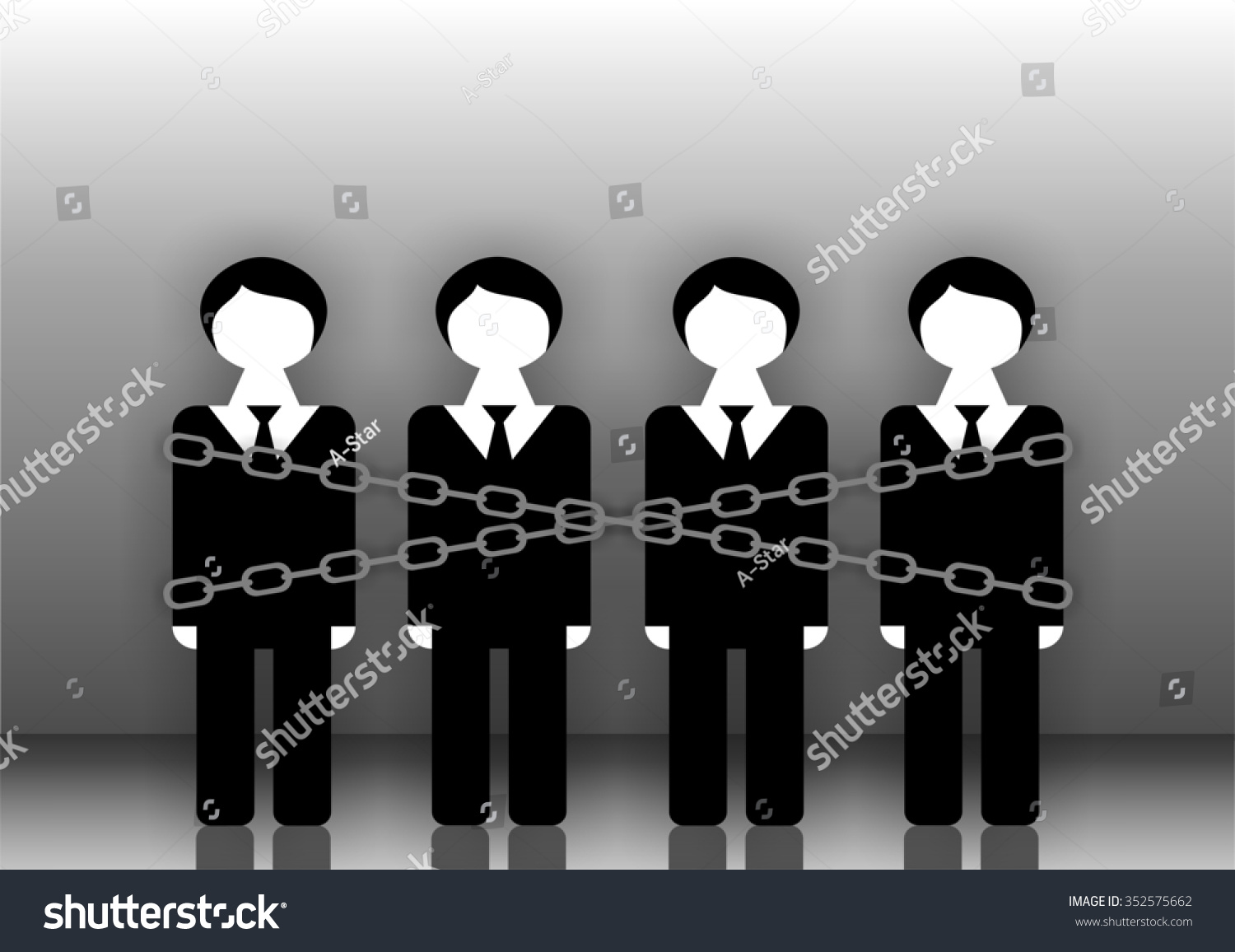 Office Persones Chained Together Creative Illustration Stock Stock Photo Office Persones Chained Together Creative Illustration People Group In Business Suits Stand In 352575662