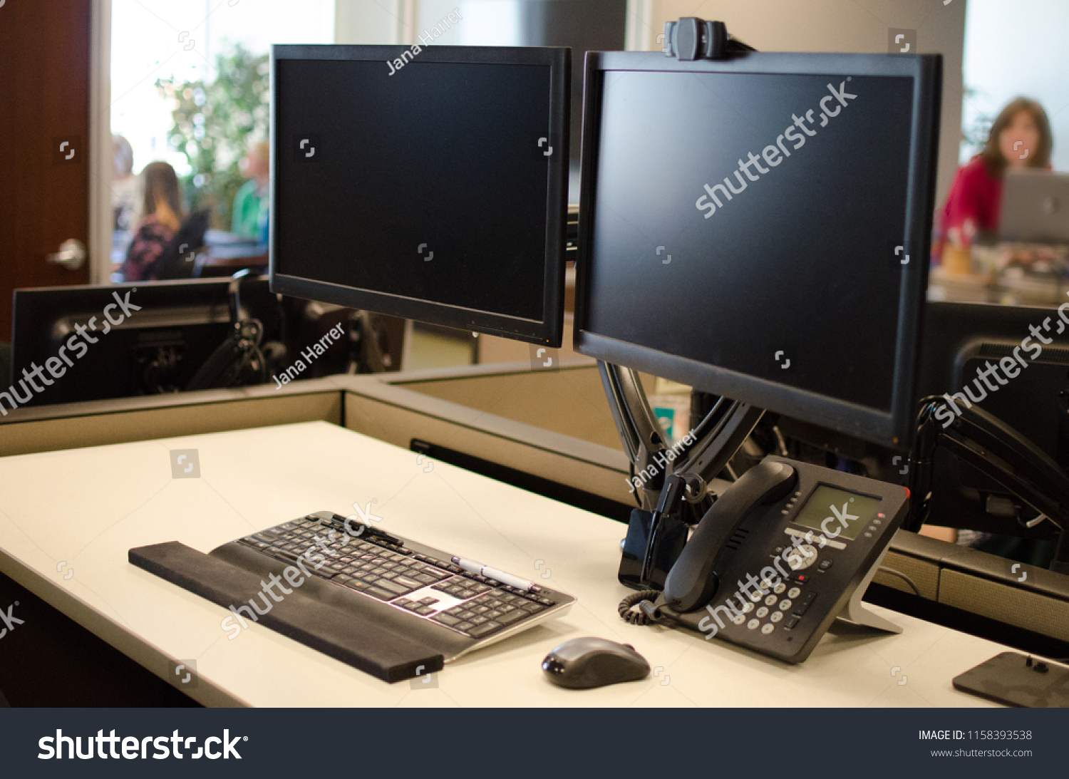 Office Setting Dual Monitor Computer Phone Stock Photo Edit Now