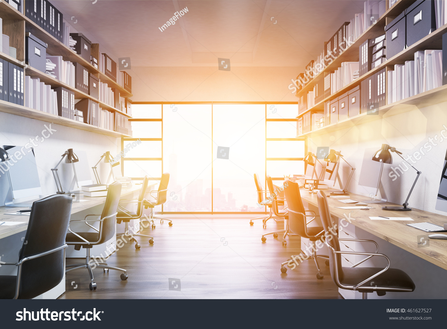 Featured image of post Bright Office Window : This open office space features big windows for natural light, meeting table, kitchen and recreation areas.