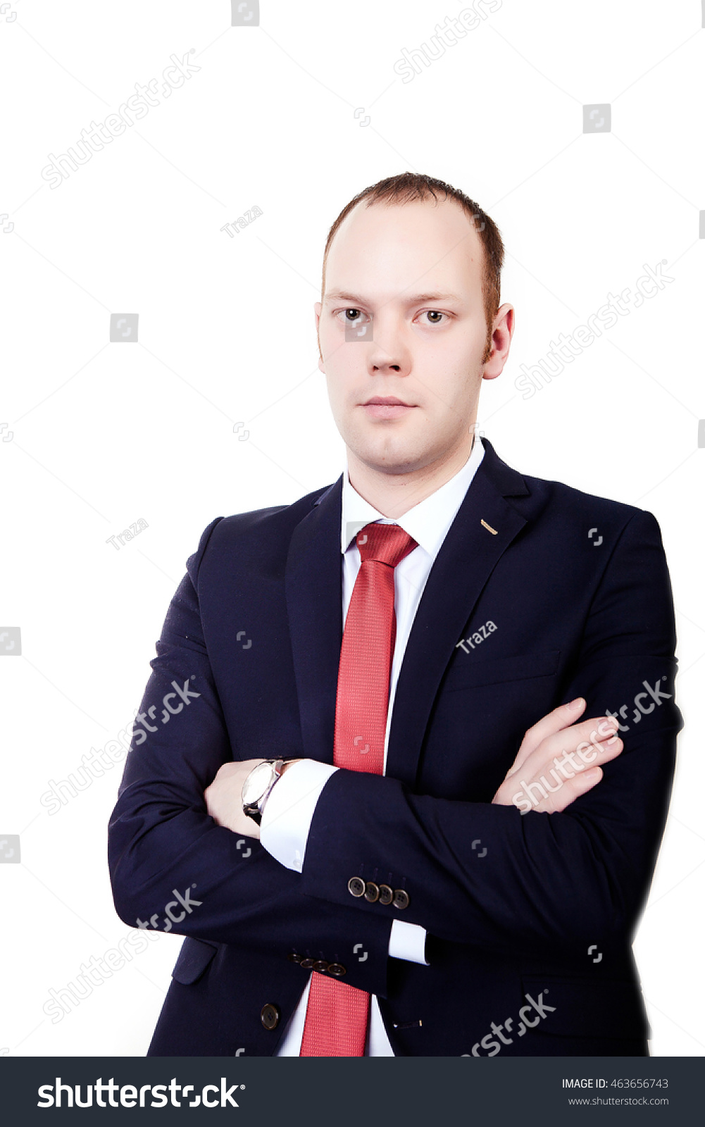 Office Workers Suit Red Tie Standing Stock Photo (Edit Now) 463656743