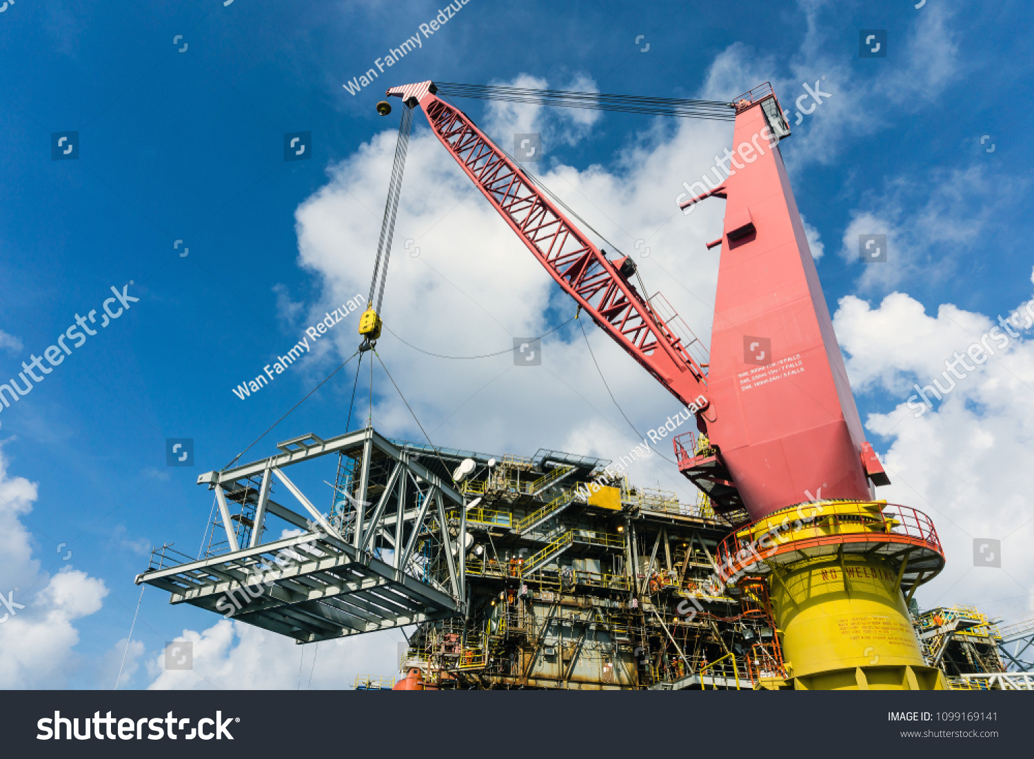 Offshore Crane Performing Heavy Lifting Structure Stock Photo ...