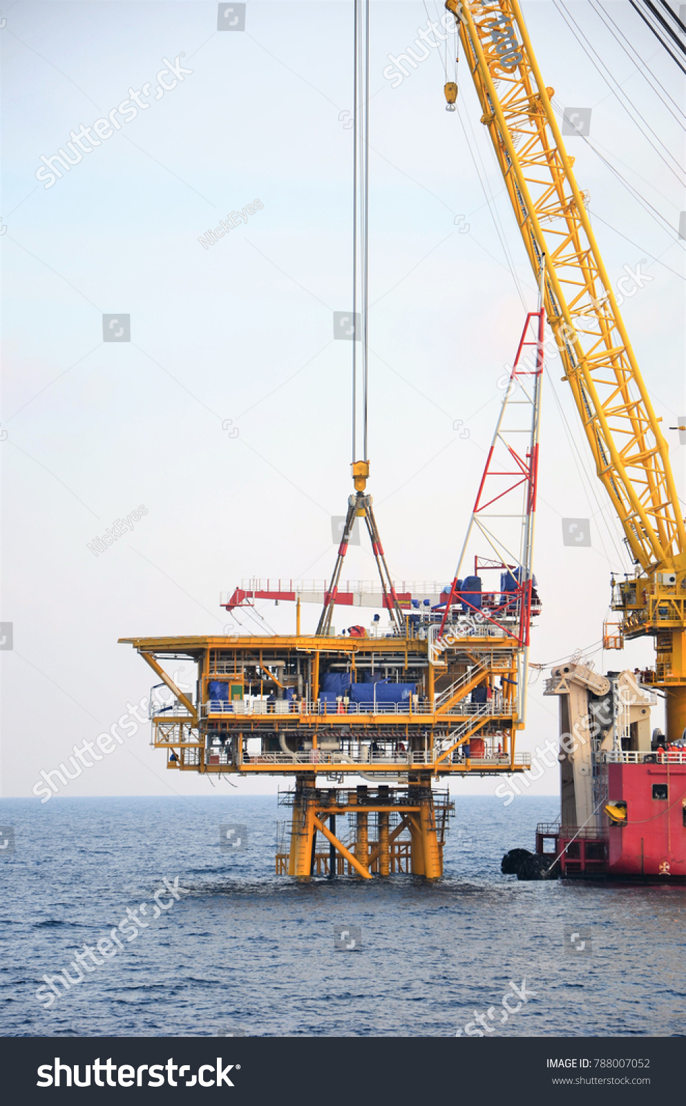 Offshore Wellhead Platform Topside Being Placed Stock Photo (Edit Now ...