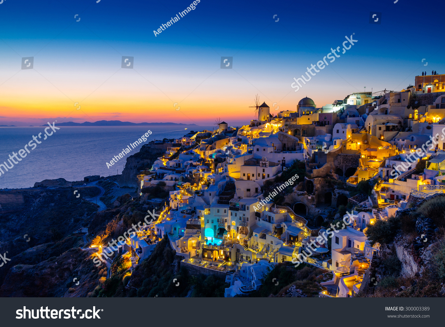 Oia Village Lights Night Dusk Sky Stock Photo 300003389 - Shutterstock