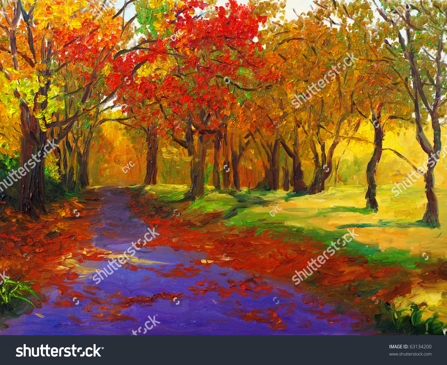 Oil Painting Maple Autumn Stock Illustration 63134200 - Shutterstock