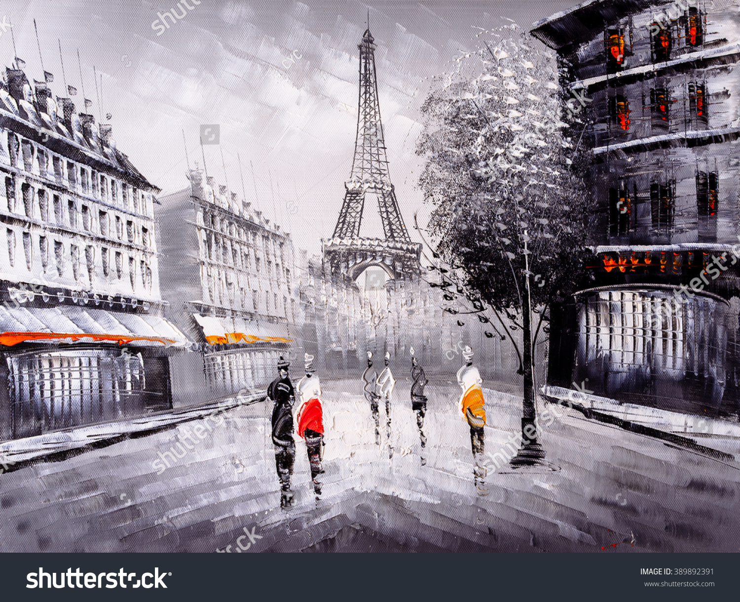 Oil Painting Street View Paris Stock Illustration 389892391 - Shutterstock