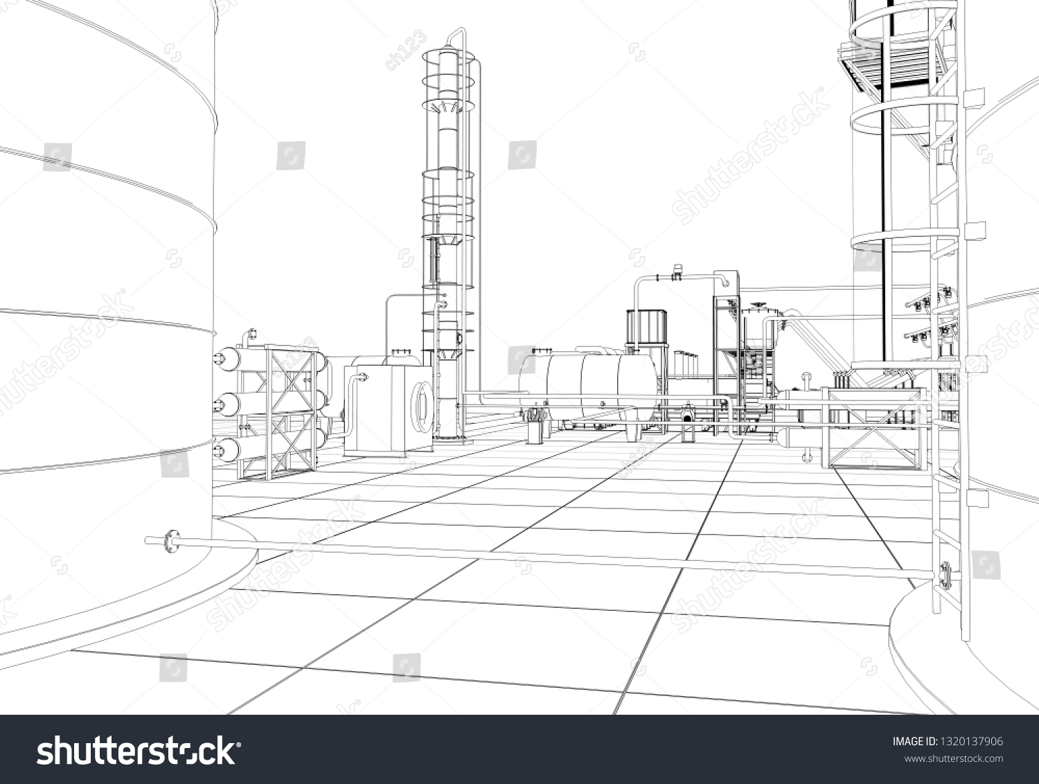 Oil Refinery Chemical Production Waste Processing Stock Illustration ...