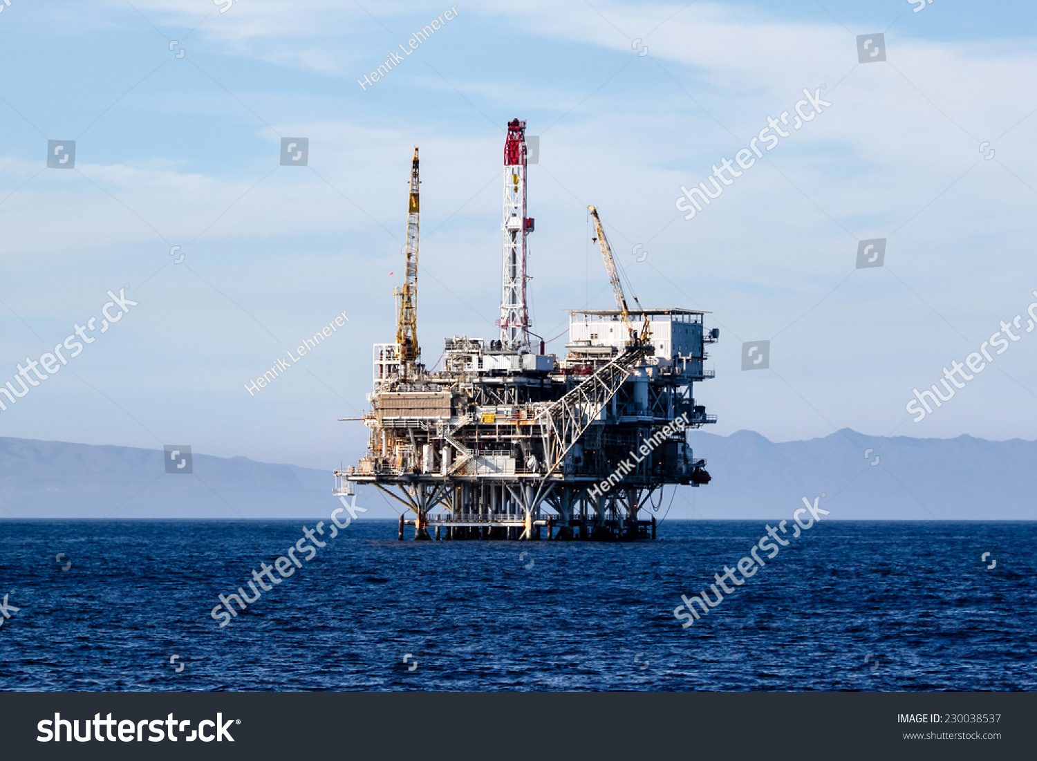 Oil Rigs In Front Of The Ventura Coast. Stock Photo 230038537 ...