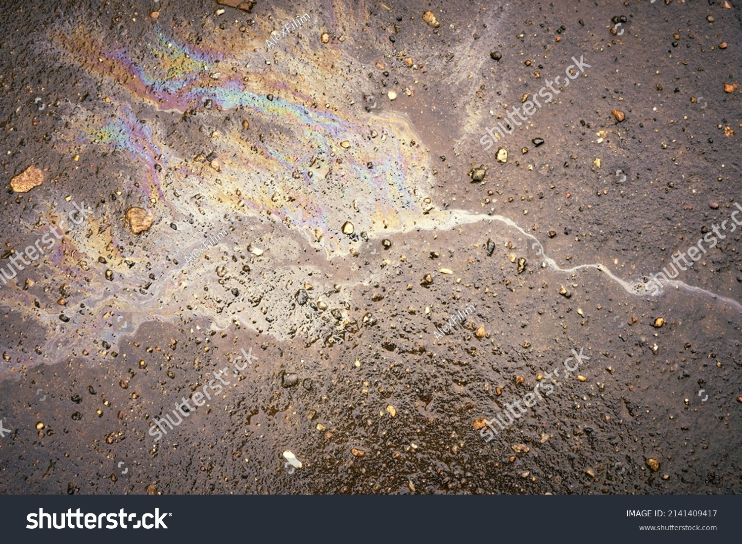 Oil Slick On Asphalt Road Background Stock Photo 2141409417 | Shutterstock