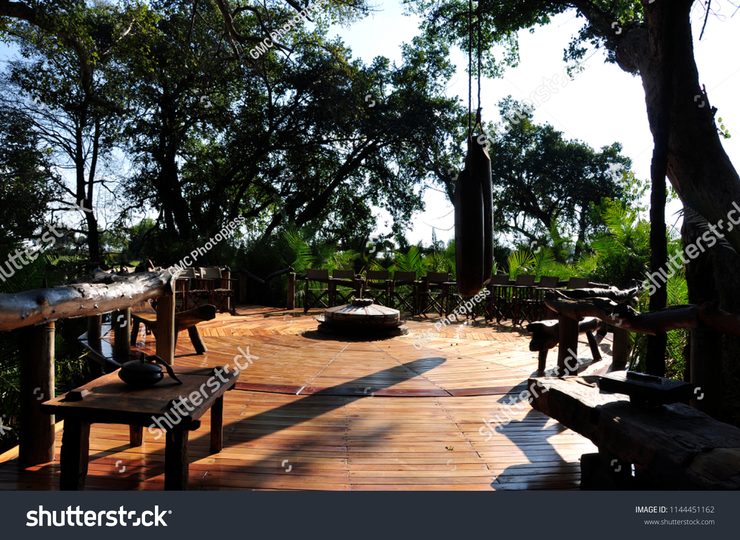 Okavango Delta Wooden Deck Fireplace Wilderness Stock Photo Edit
