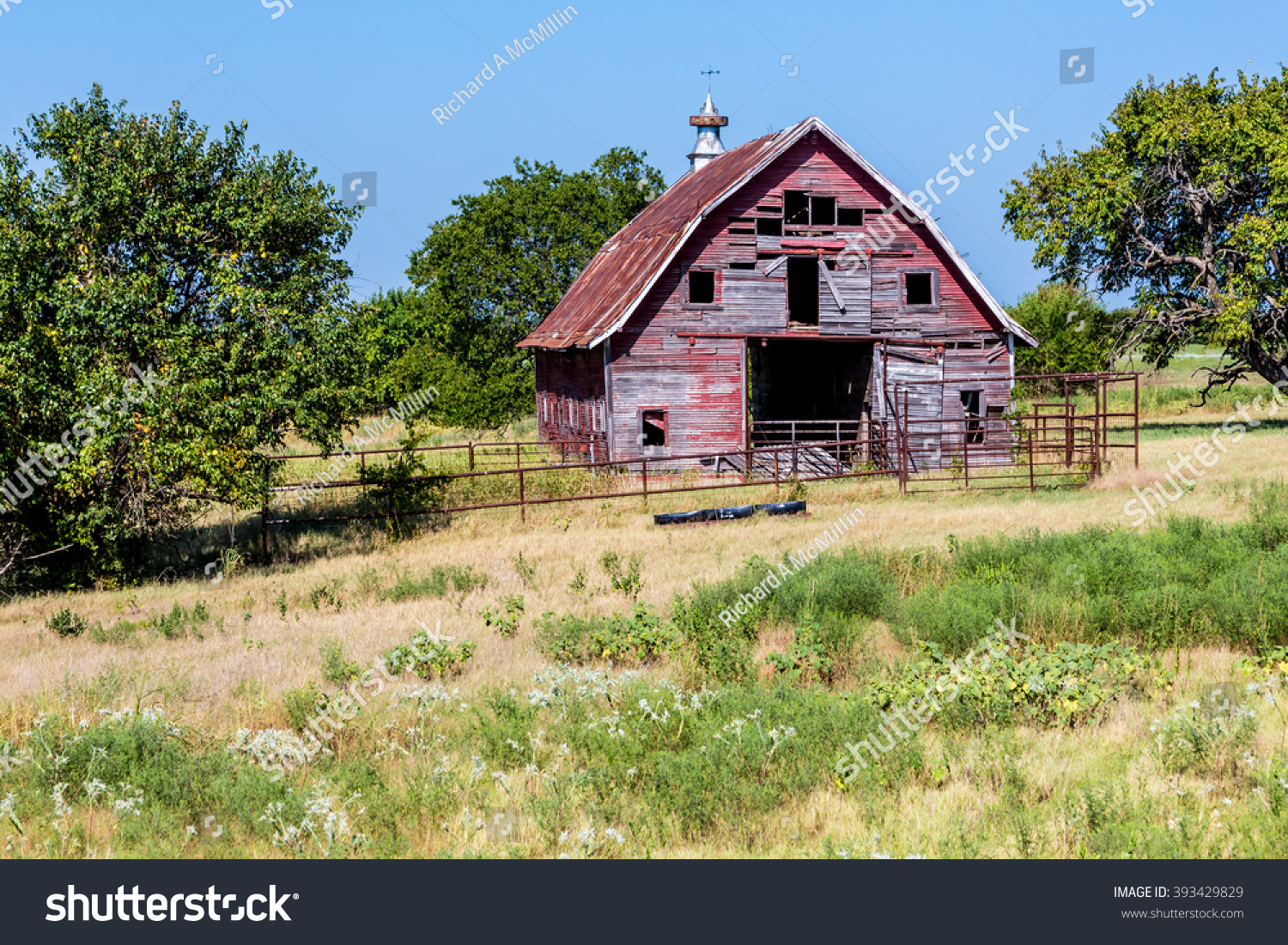 Old Abandoned Barn Large Field Wildflowers Stock Photo 393429829 ...