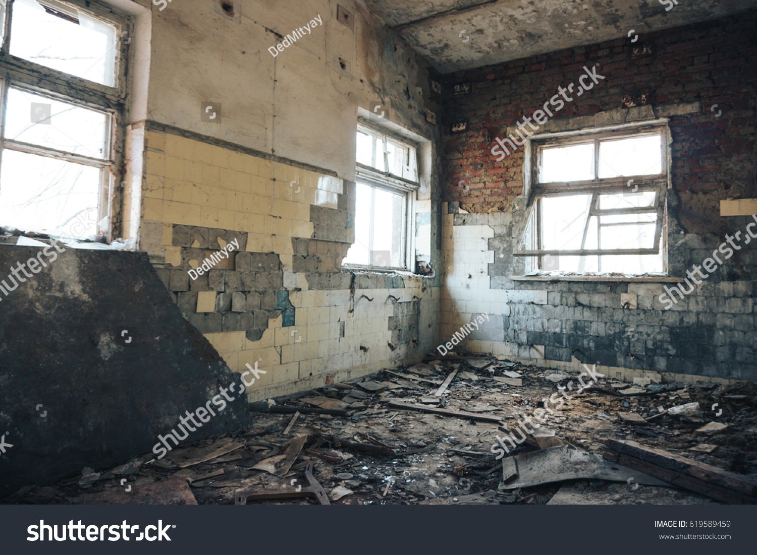 Old Abandoned Production Building Interior Inside