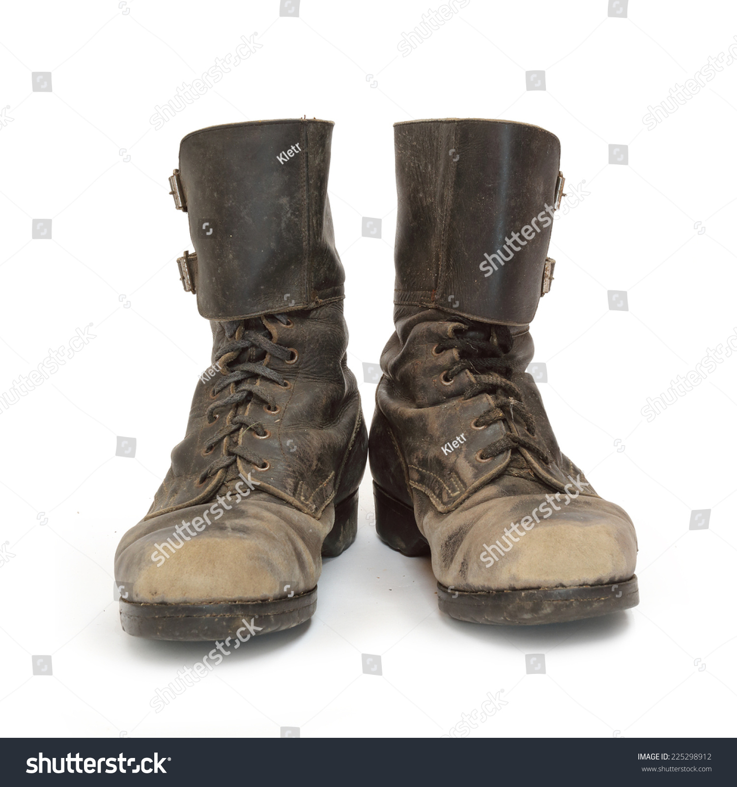 Old Army Combat Boots On White Stock Photo 225298912 - Shutterstock
