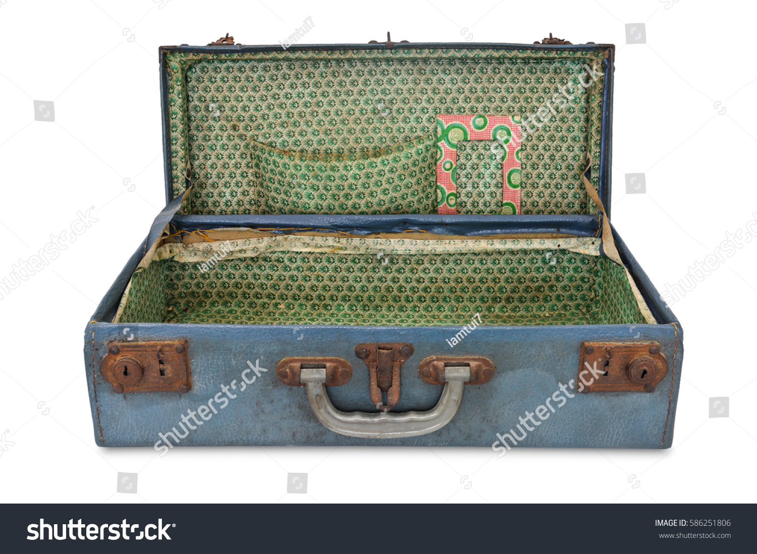 old blue suitcase