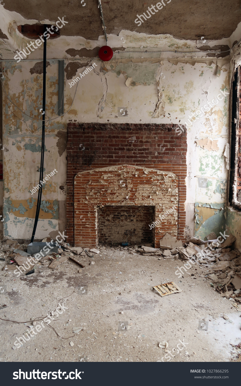Old Brick Fireplace Abandoned Building Natural Stock Photo Edit