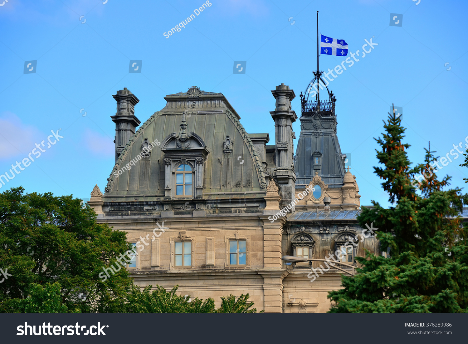  Light Blue Dual Curve Template Design Featuring Old Buildings in Quebec City