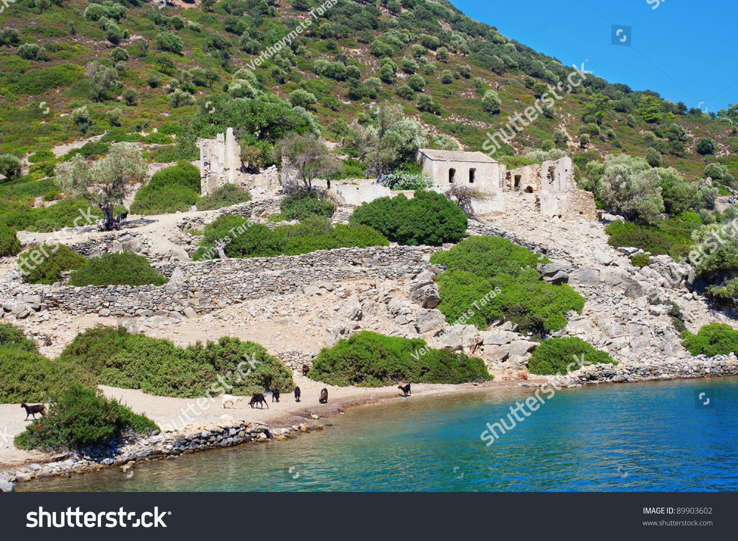 Old Byzantine Church At Beautiful Camellia Island Located In Aegean Sea ...